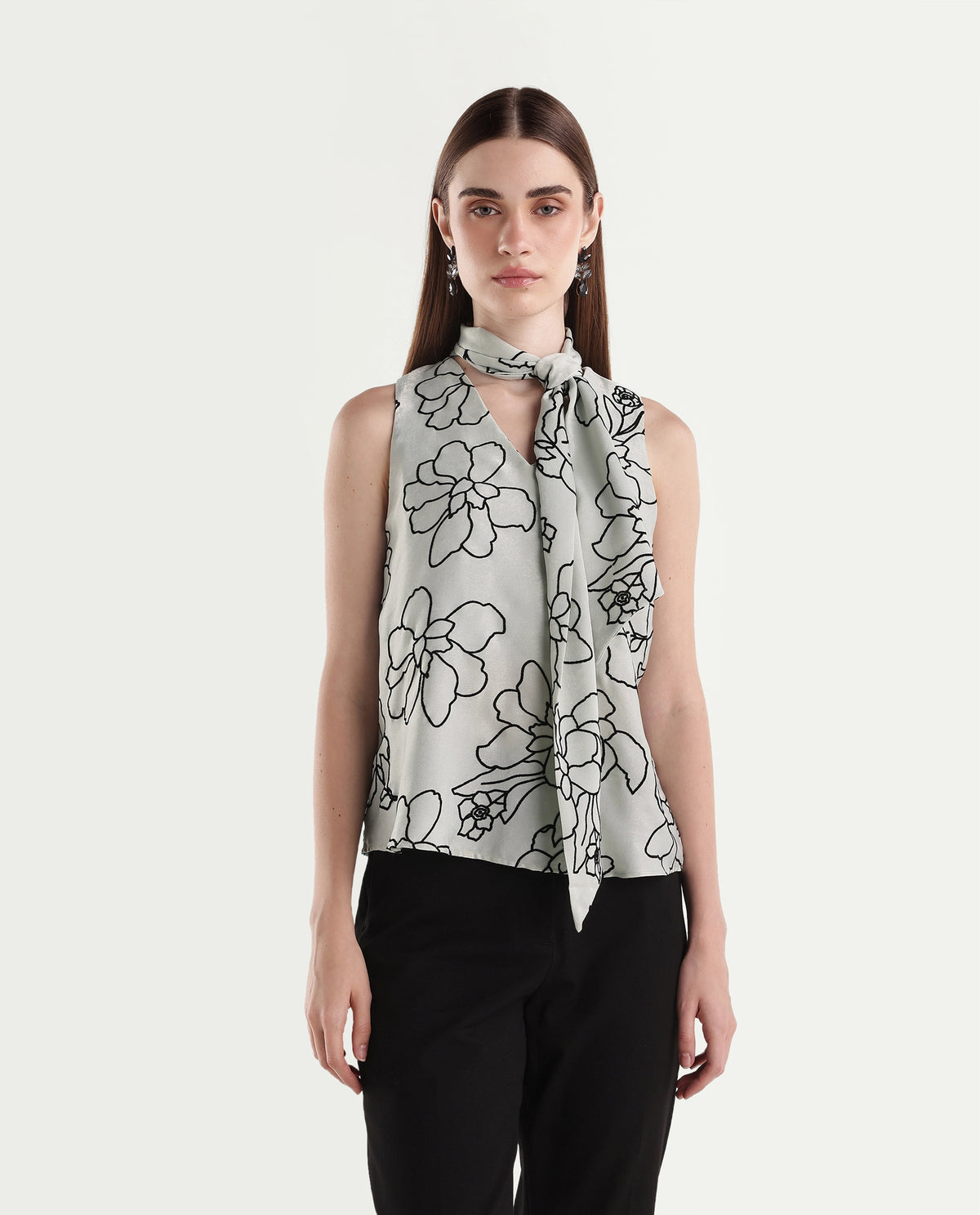 Rareism Women's Onpogo Light Blue Polyester Regular Fit Floral Print Top - image 2