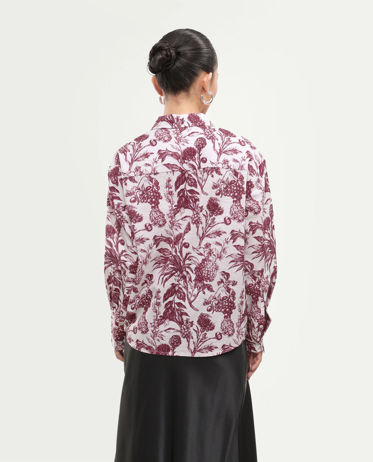 Rareism Women's Fony-T Red Cotton Spread Collar Relaxed Floral Print Shirt