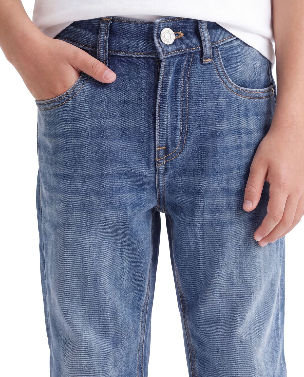 Rare Ones Kids Indi-K-26 Light Blue Cotton Fabric Button And Zip Closure Regular Fit Plain Jeans