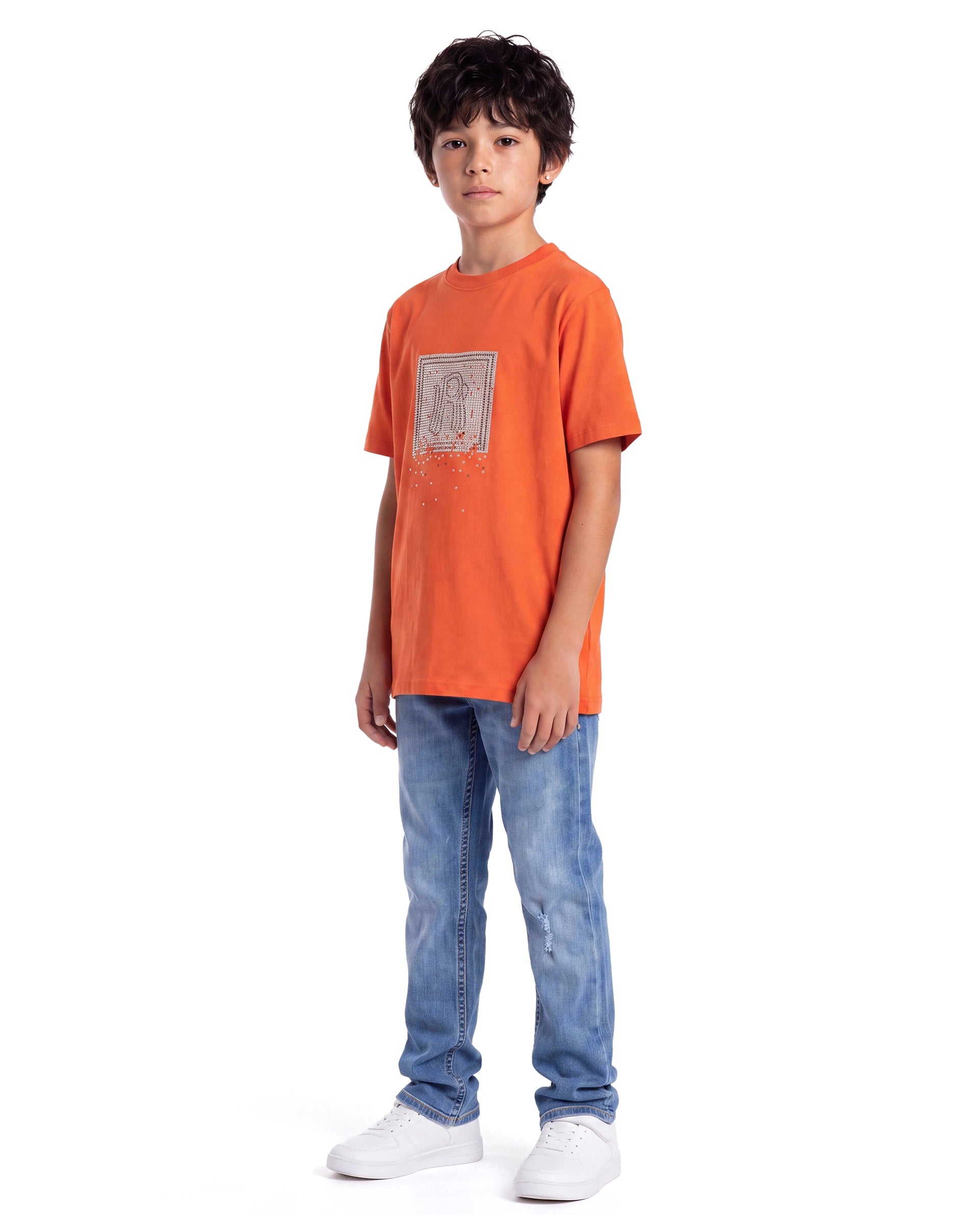 Rare Ones Kids Isac Light Blue Cotton Blend Fabric Button And Zip Closure Regular Fit Plain Jeans