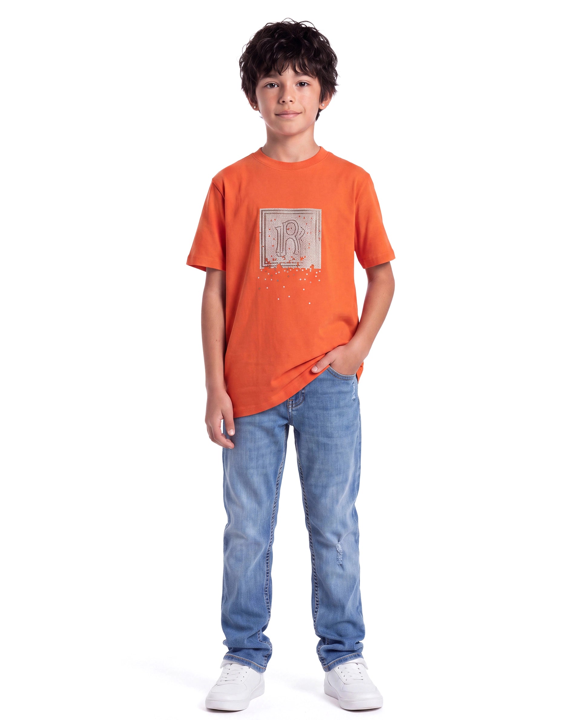 Rare Ones Kids Isac Light Blue Cotton Blend Fabric Button And Zip Closure Regular Fit Plain Jeans