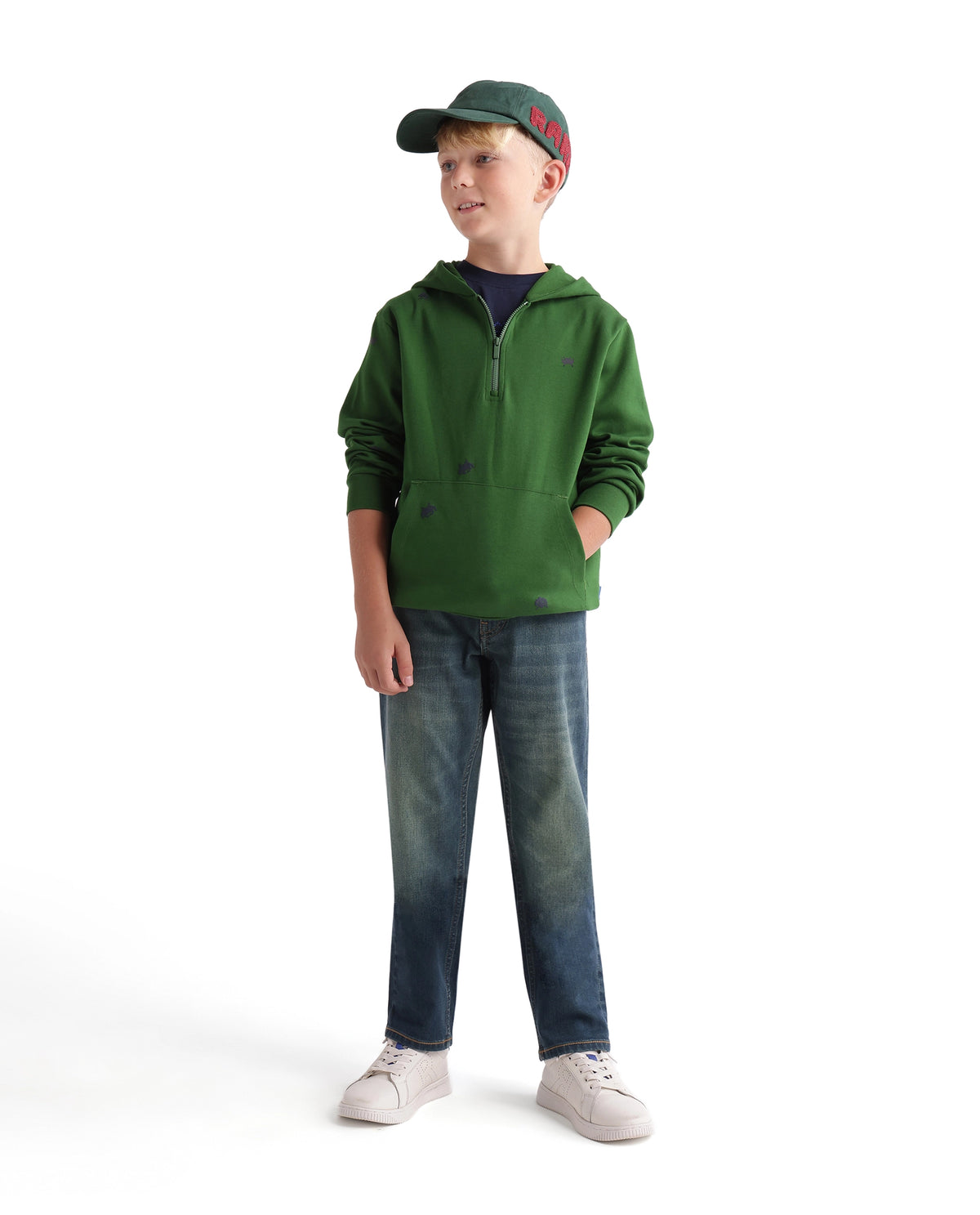 Rare Ones Kids Keller Dark Teal Cotton Blend Fabric Button And Zip Closure Regular Fit Plain Jeans - image 2