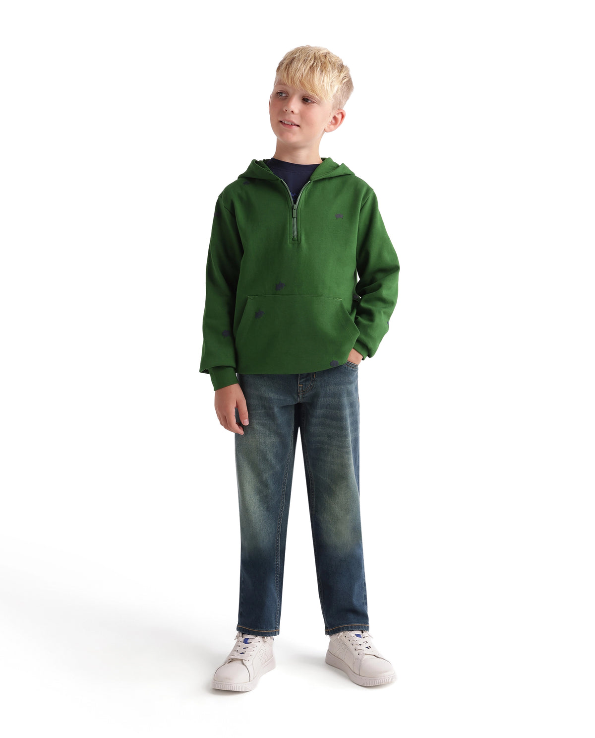 Rare Ones Kids Keller Dark Teal Cotton Blend Fabric Button And Zip Closure Regular Fit Plain Jeans - image 3