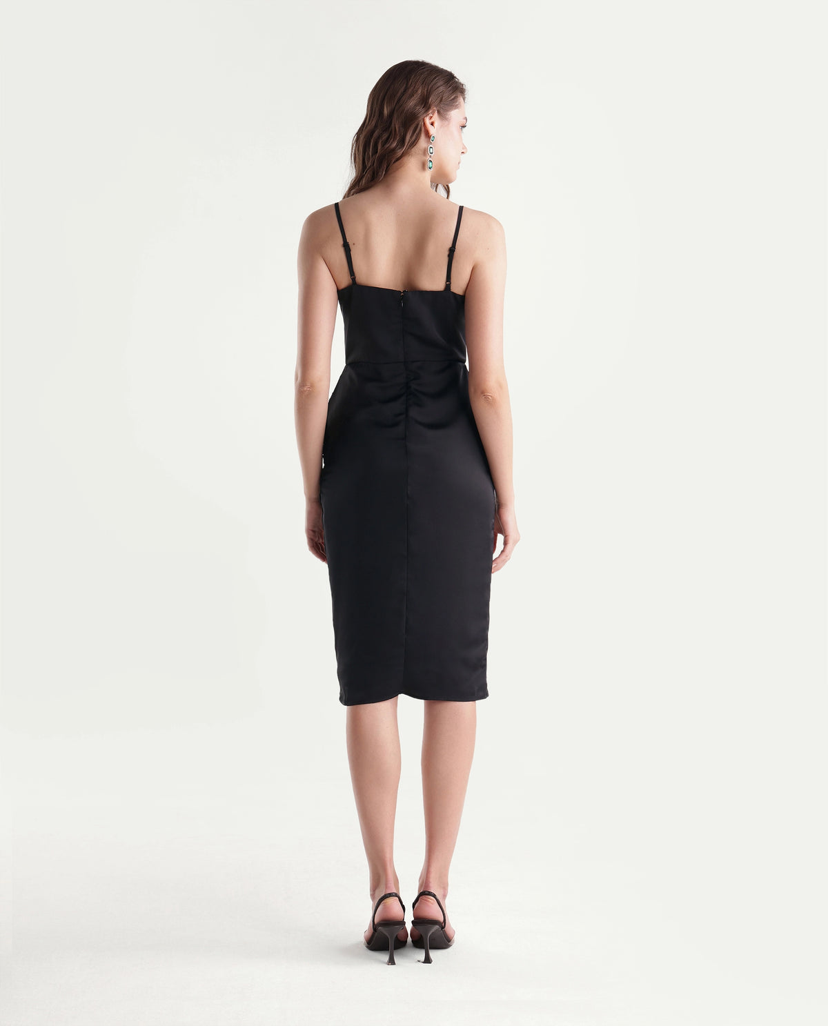 Rareism Women's Riluaw26 Black Polyester Cowl Neck Bodycon Plain Dress