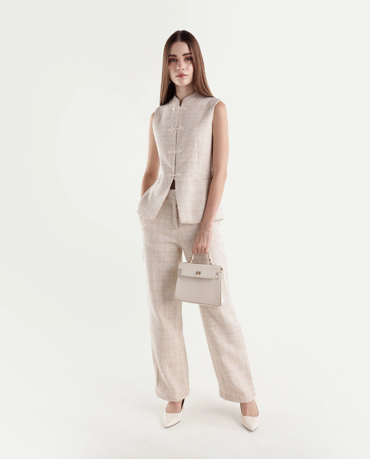 Rareism Women's Toat-T Off White Polyester Blend Mandarin Neck Regular Fit Waist Coat - image 5