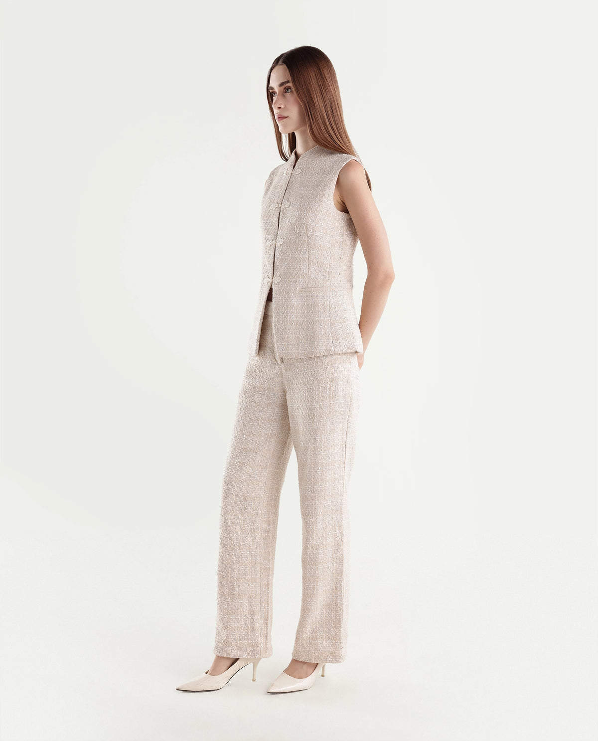 Rareism Women's Toat-B Off White Polyester Blend Straight Plain Trouser - image 5