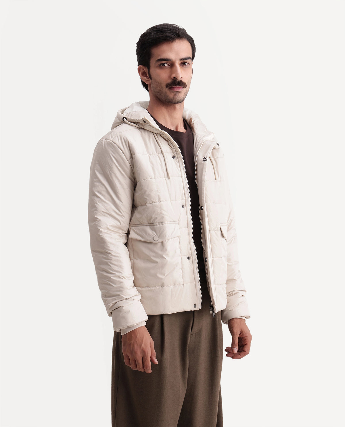 Rare Rabbit Men's Kiris Beige Polyester Hooded Regular Plain Jacket - image 6