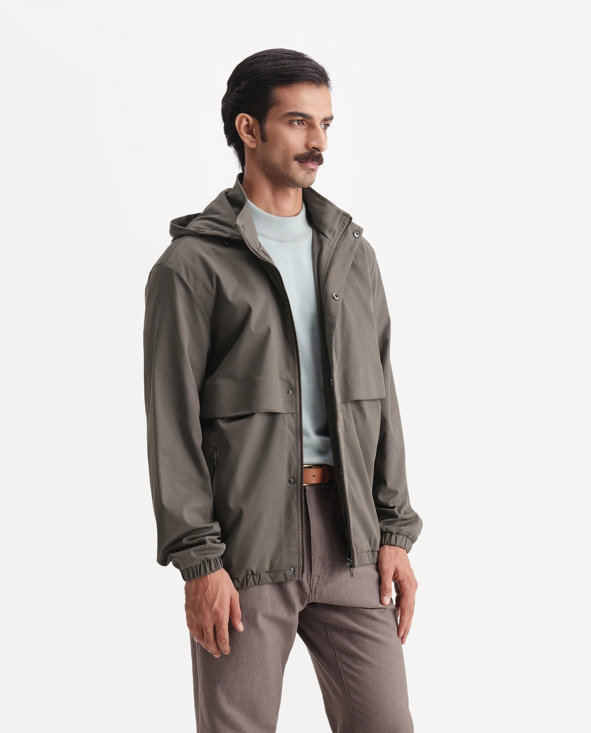 Rare Rabbit Men's Eber Olive Polyester Hooded Regular Plain Jacket - image 6