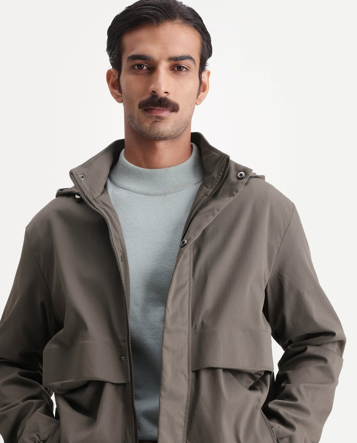 Rare Rabbit Men's Eber Olive Polyester Hooded Regular Plain Jacket - image 3
