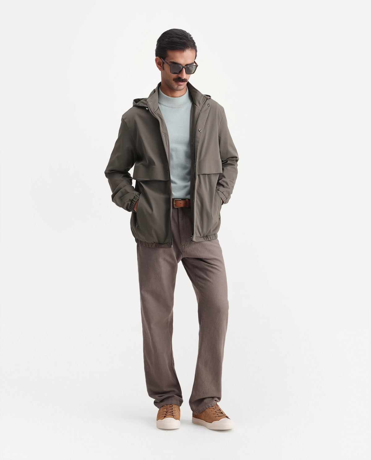 Rare Rabbit Men's Eber Olive Polyester Hooded Regular Plain Jacket - image 2