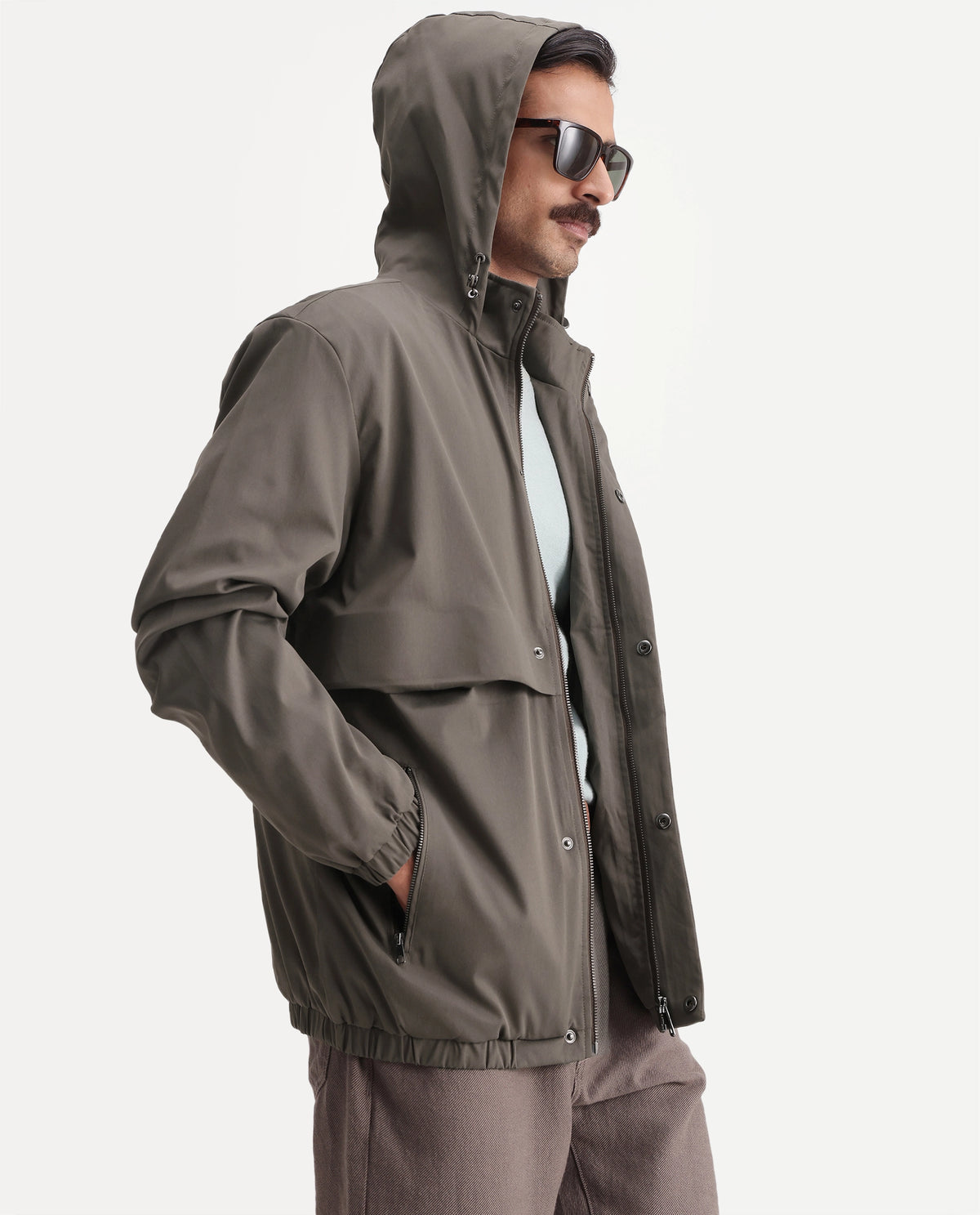 Rare Rabbit Men's Eber Olive Polyester Hooded Regular Plain Jacket - image 7