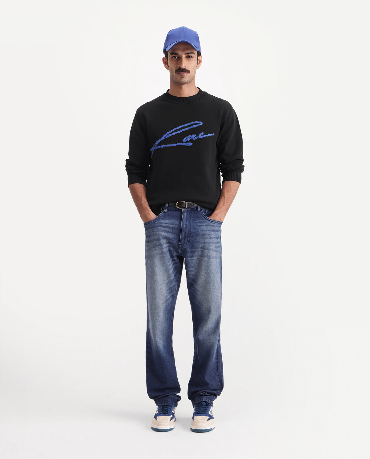 Rare Rabbit Men's Praxi Black Nylon Crew Neck Regular Fit Graphic Print Sweater - image 2