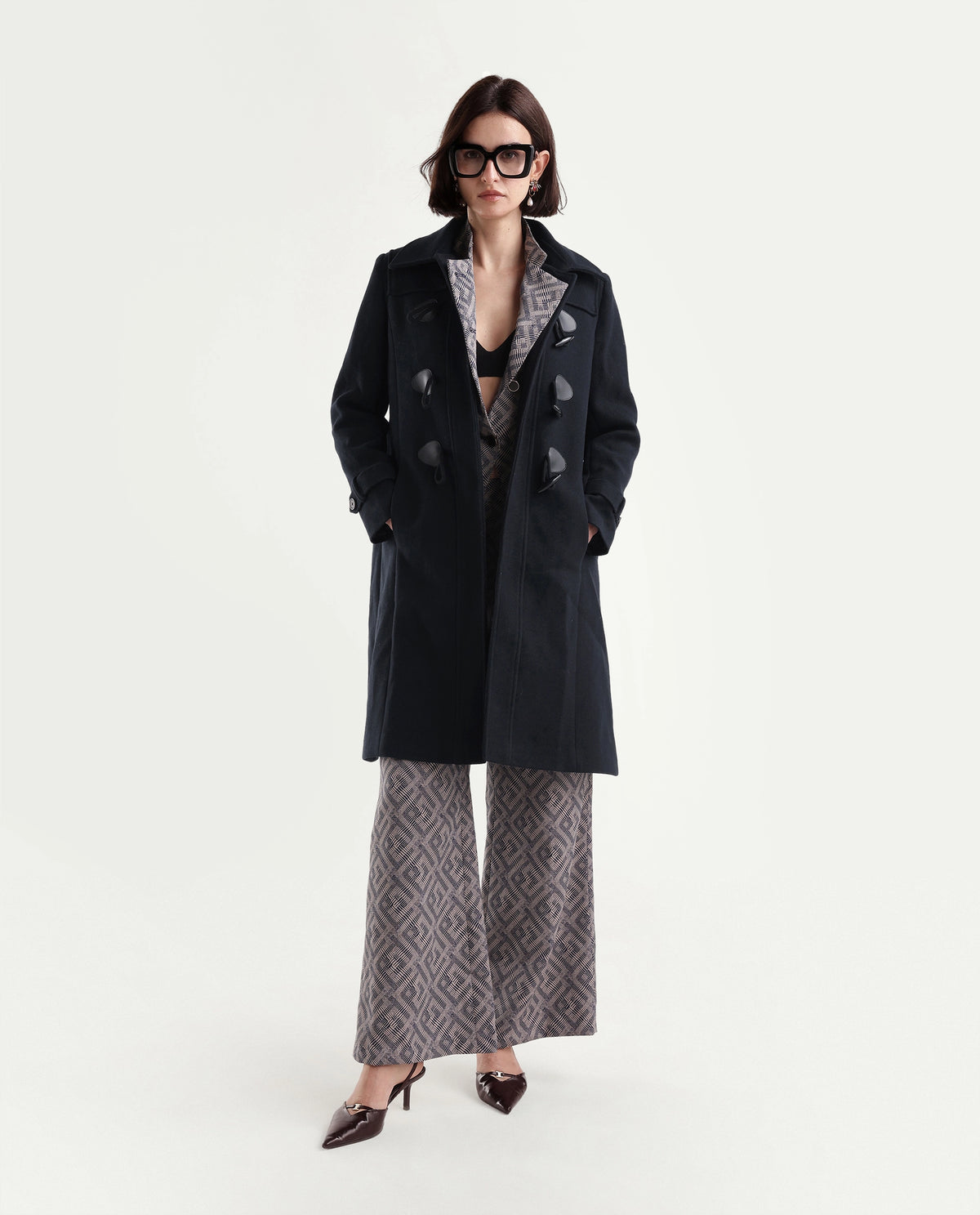 Rareism Women's Kobo Navy Polyester Spread Collar Button Relaxed Plain Jacket - image 2