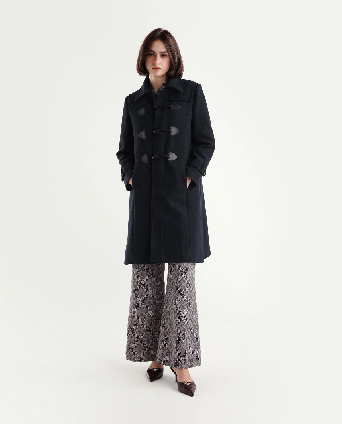 Rareism Women's Kobo Navy Polyester Spread Collar Button Relaxed Plain Jacket - image 6
