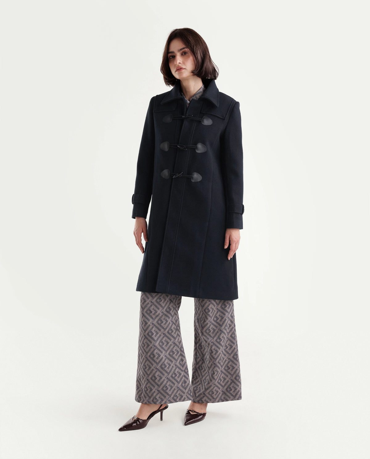 Rareism Women's Kobo Navy Polyester Spread Collar Button Relaxed Plain Jacket - image 5