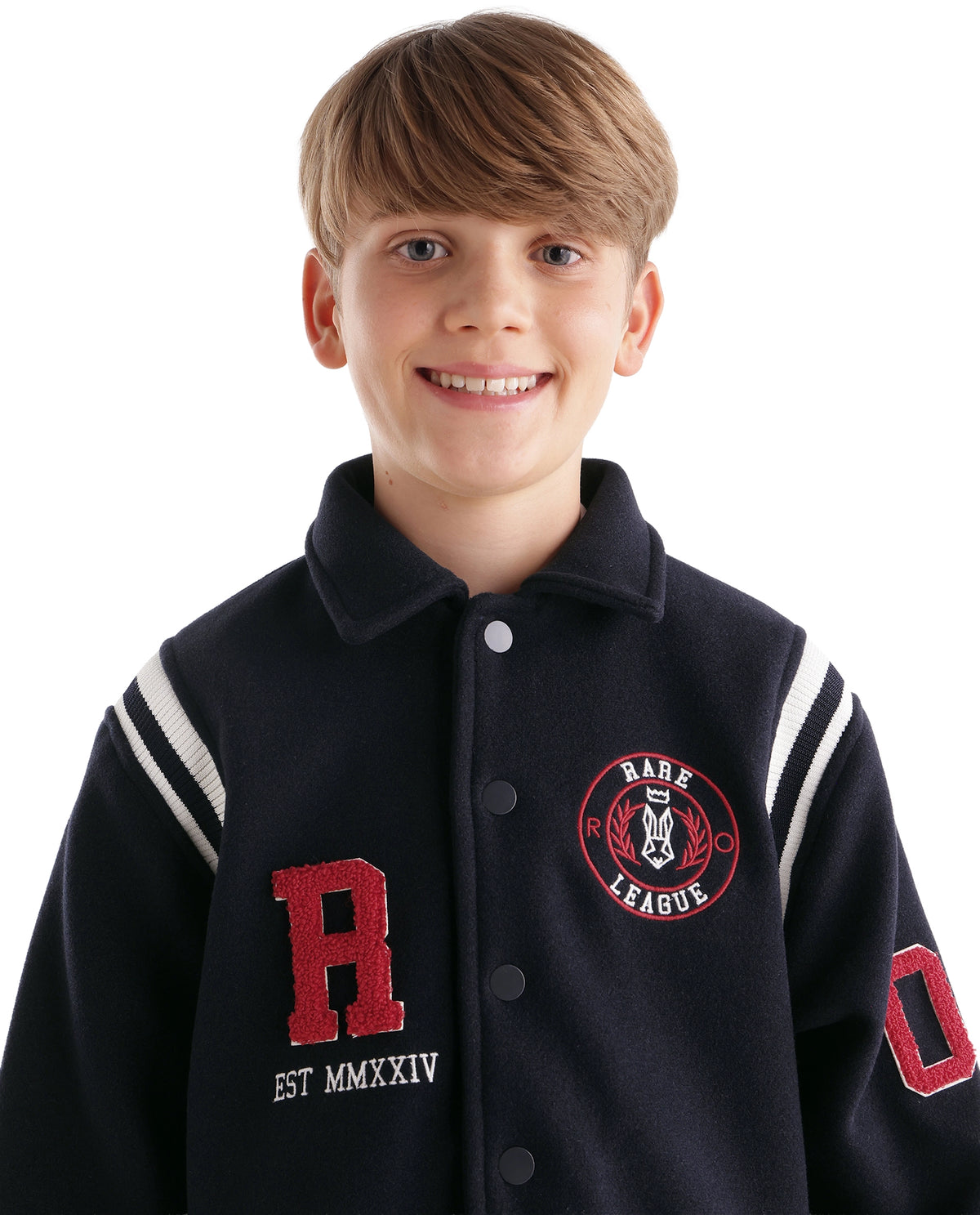 Rare Ones Kids Champ Navy Polyester Fabric Button Closure Regular Plain Jacket - image 5