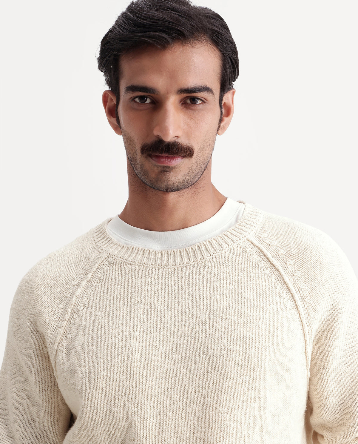 Rare Rabbit Men's Ferb Off White Cotton Crew Neck Regular Fit Textured Sweater - image 4