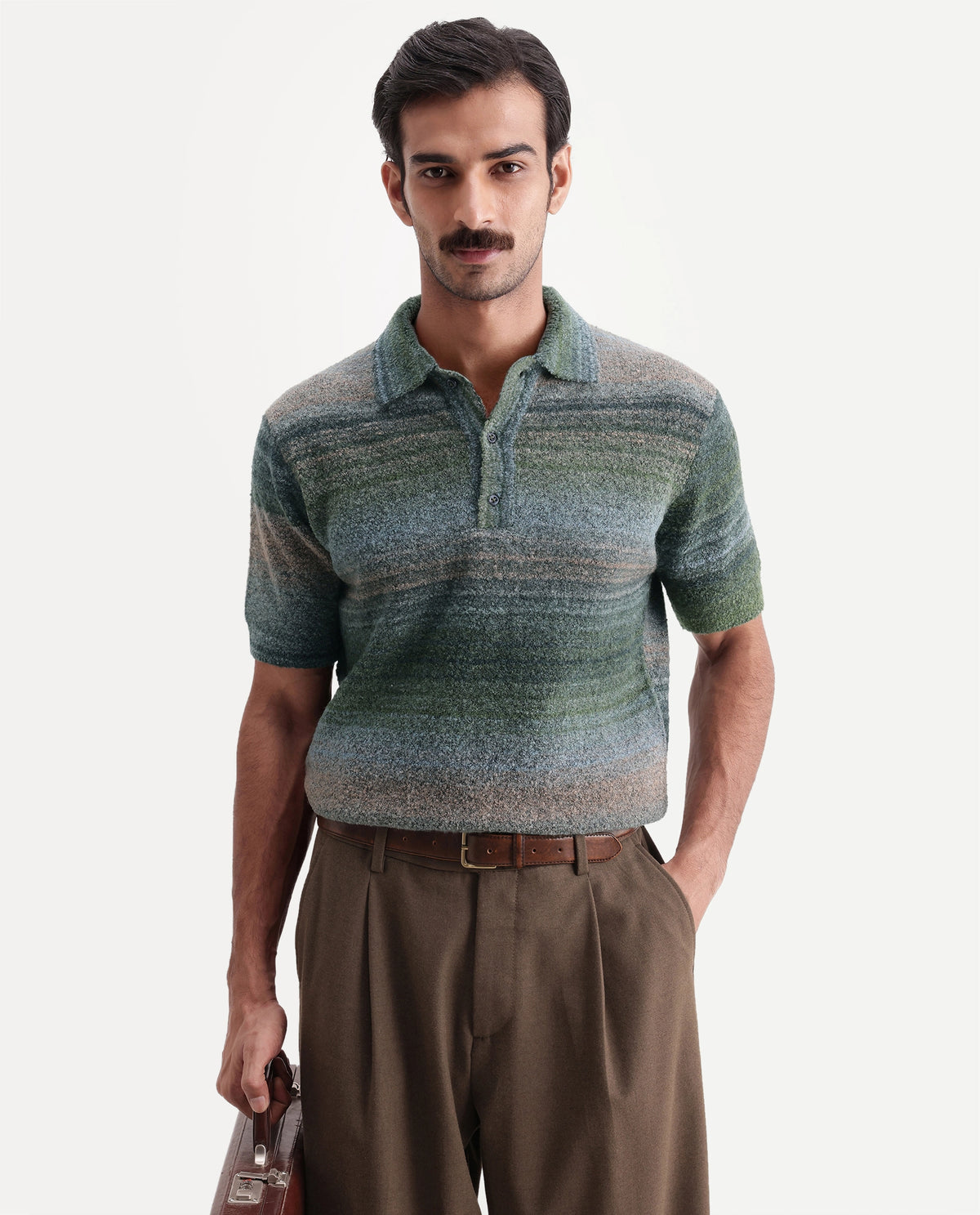 Rare Rabbit Men's Luco Multi Acrylic Blend Spread Collar Button Regular Jacquard Polo - image 1