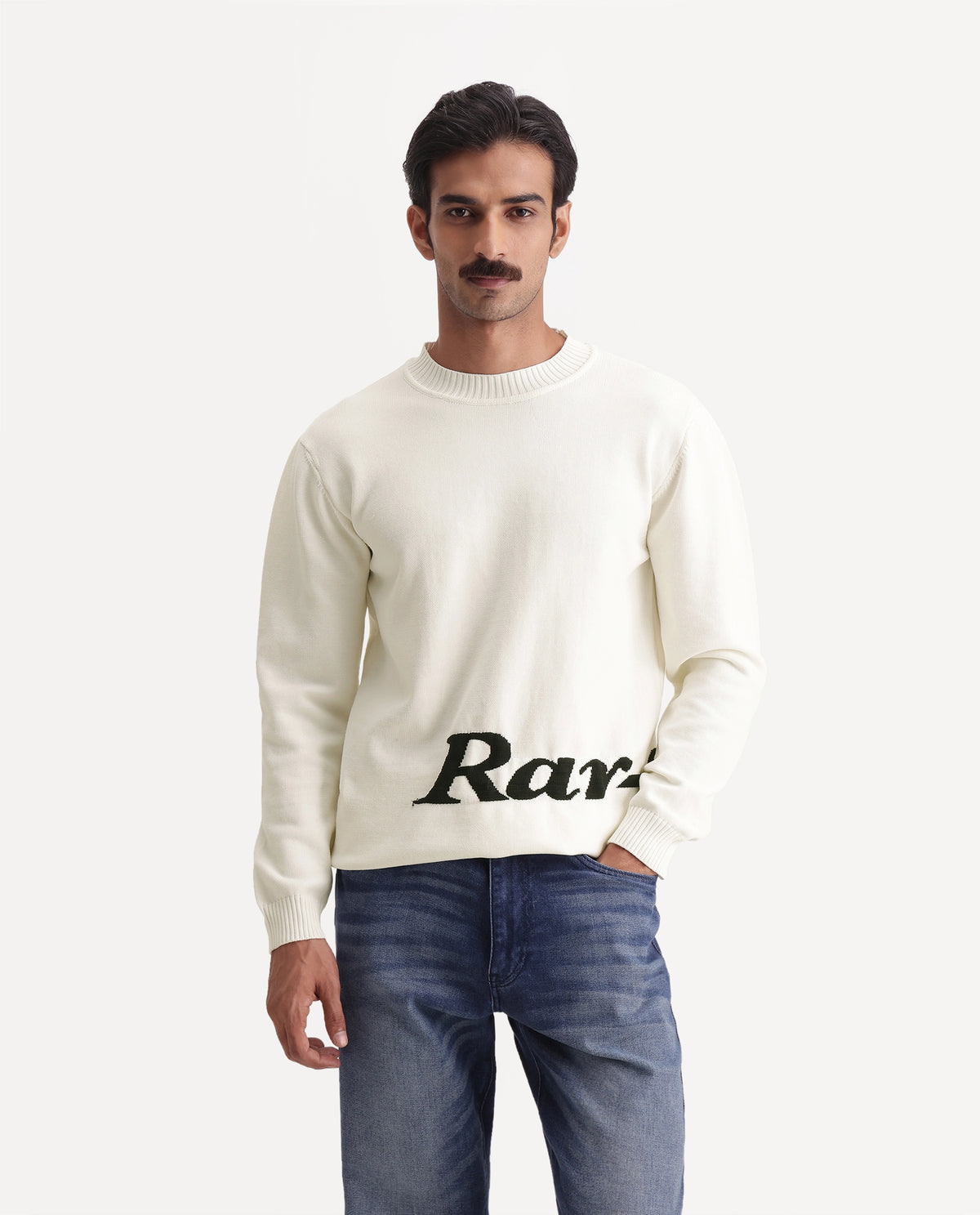 Rare Rabbit Men's Vrilo White Nylon Crew Neck Regular Fit Typography Print Sweater - image 3