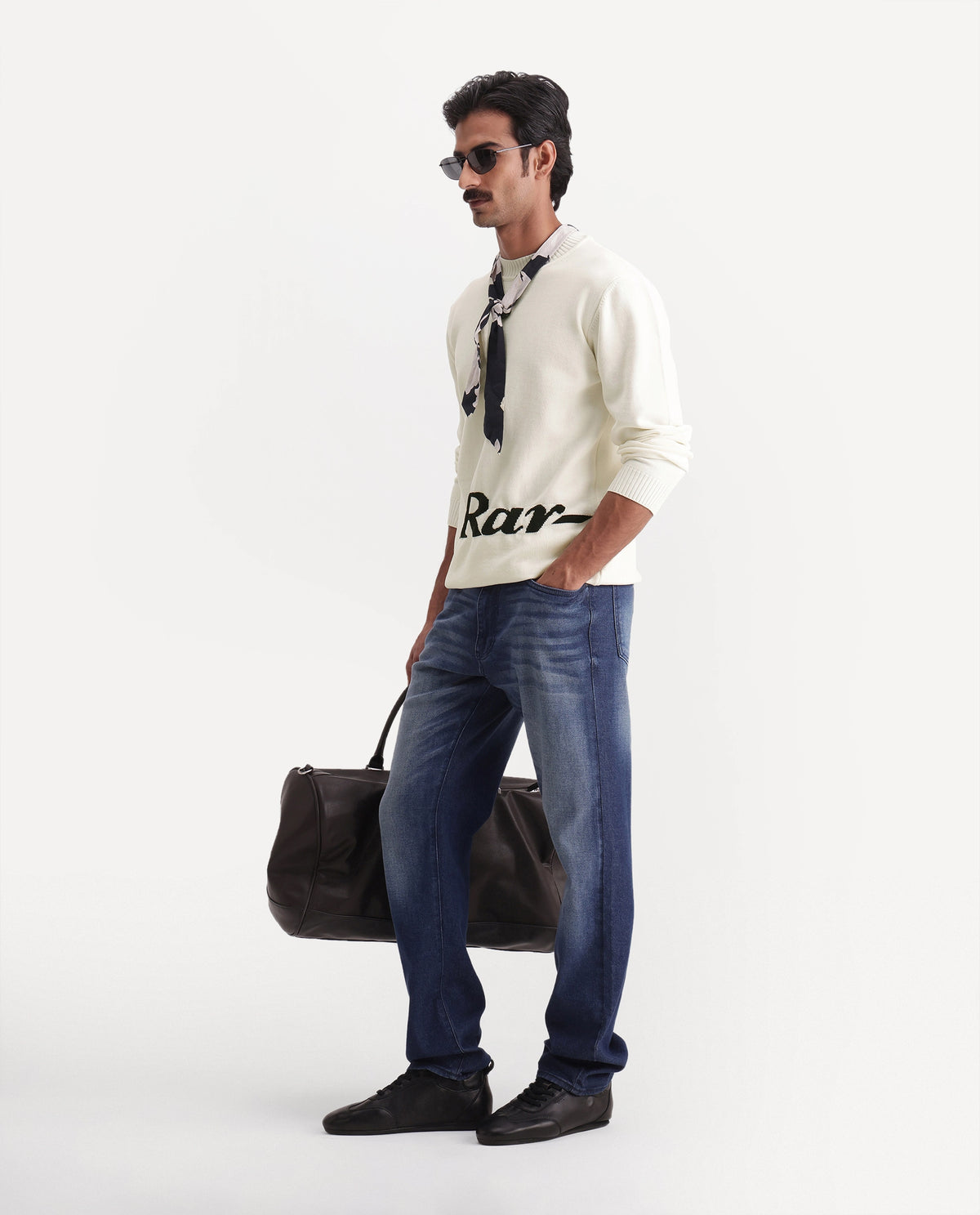 Rare Rabbit Men's Vrilo White Nylon Crew Neck Regular Fit Typography Print Sweater - image 2