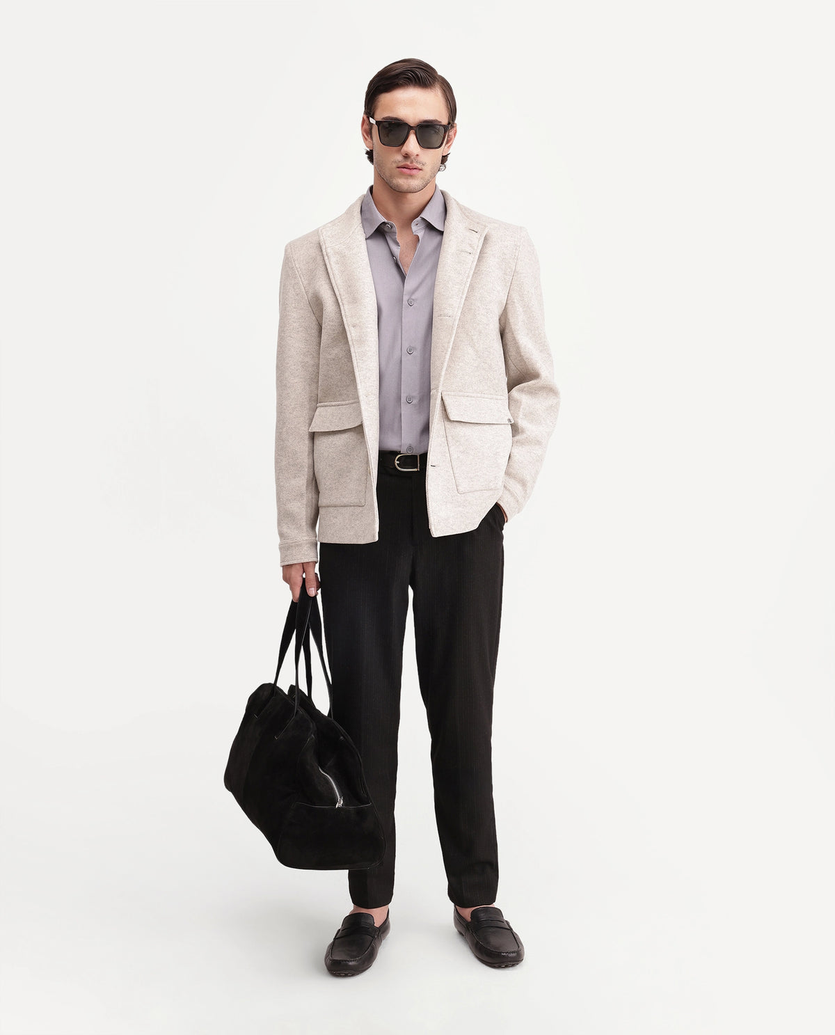 Rare Rabbit Mens Obet Beige Polyester Blend High Neck Regular Plain Jacket
