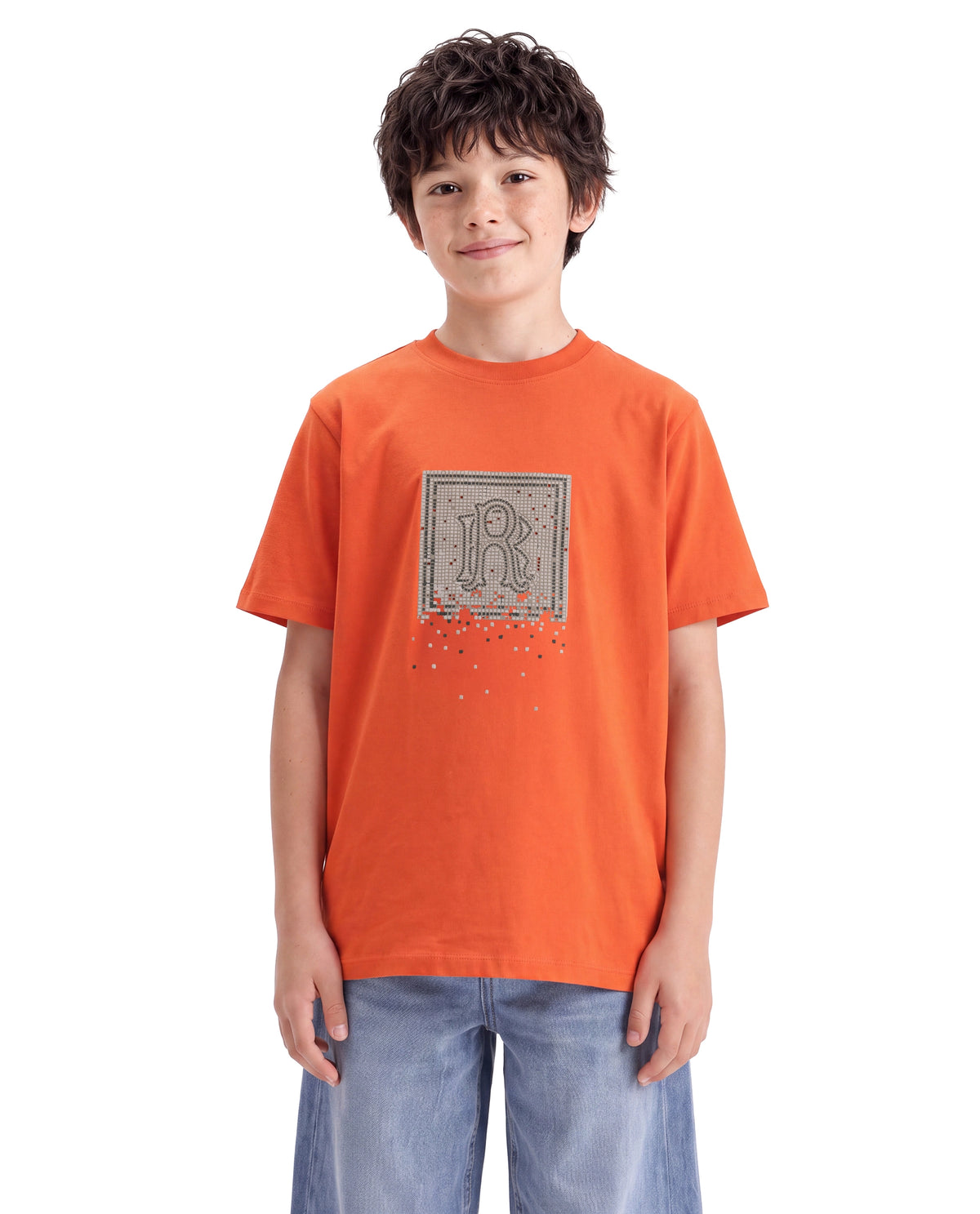 Rare Ones Kids Mezoc-K Orange Cotton Blend Regular Graphic Print T-Shirt
