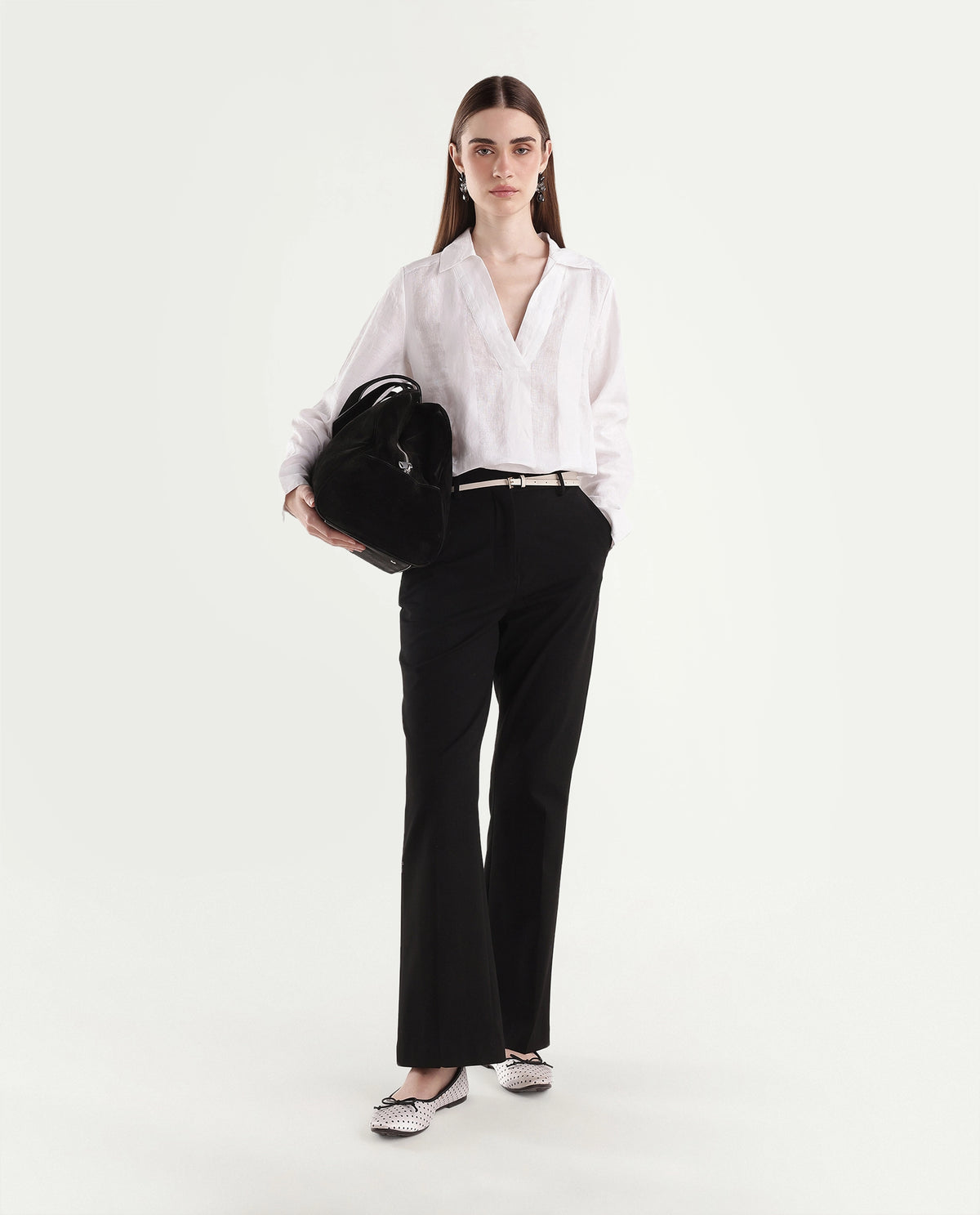 Rareism Women's Leock Light White Linen Spread Collar Regular Fit Plain Top - image 2