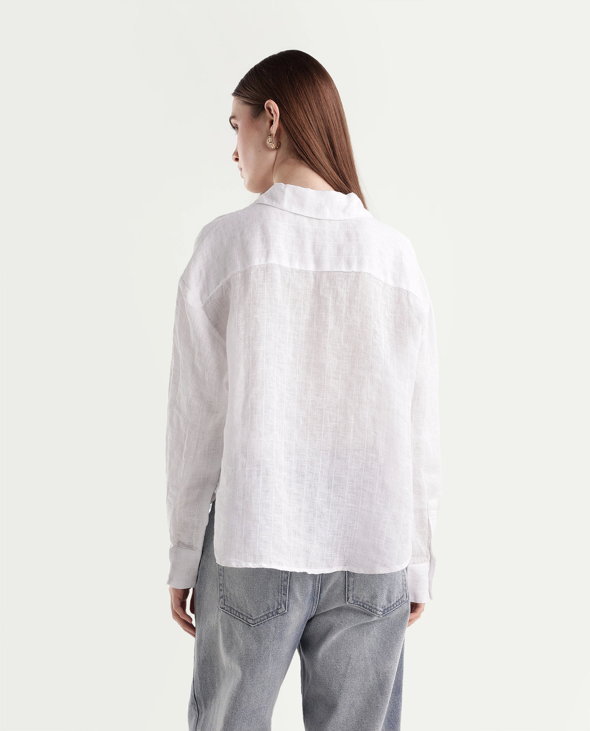 Rareism Women's Lop Light White Linen Button Relaxed Fit Shirt - image 7