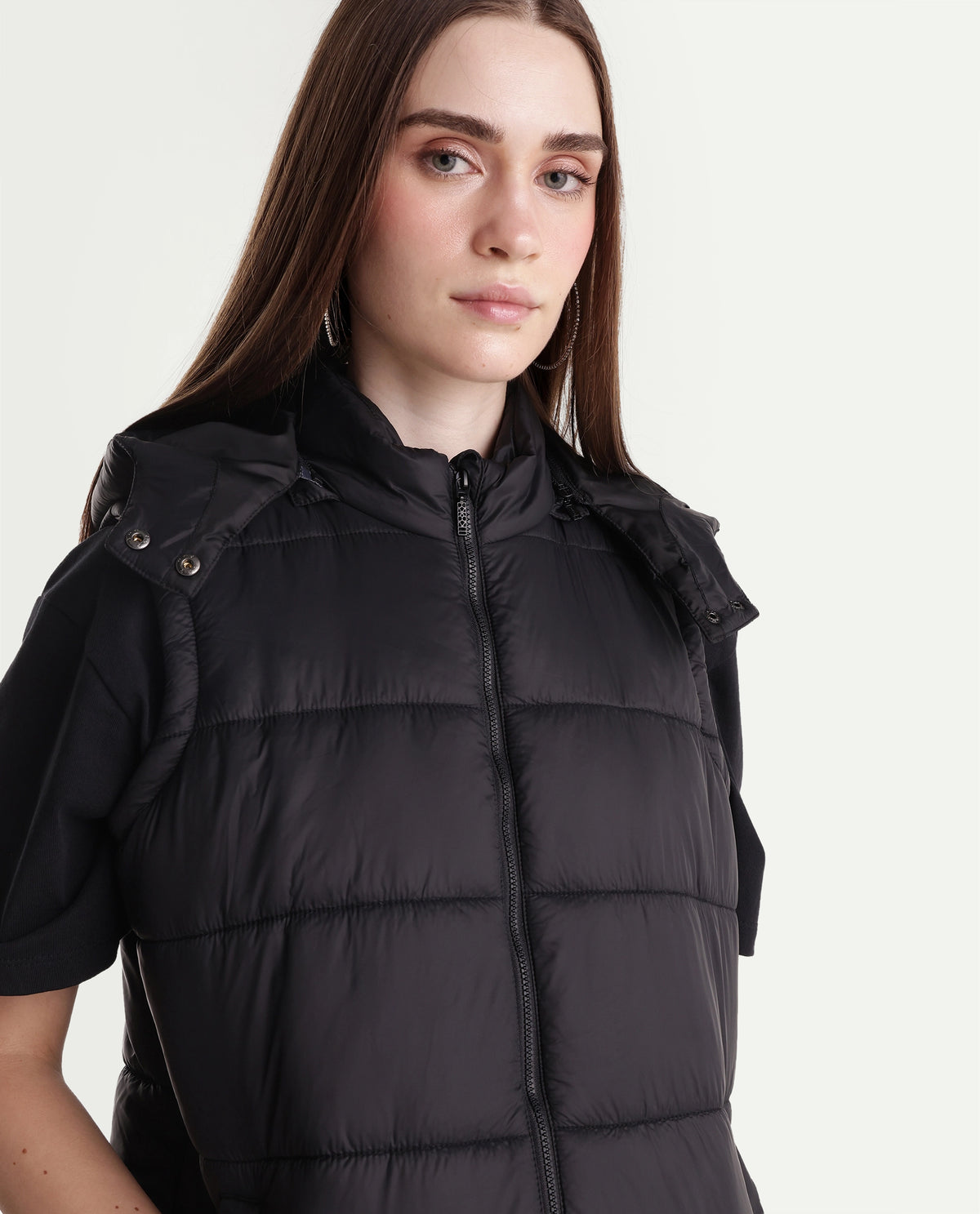 Rareism Women's Kem Black Nylon Hooded Regular Plain Jacket - image 3