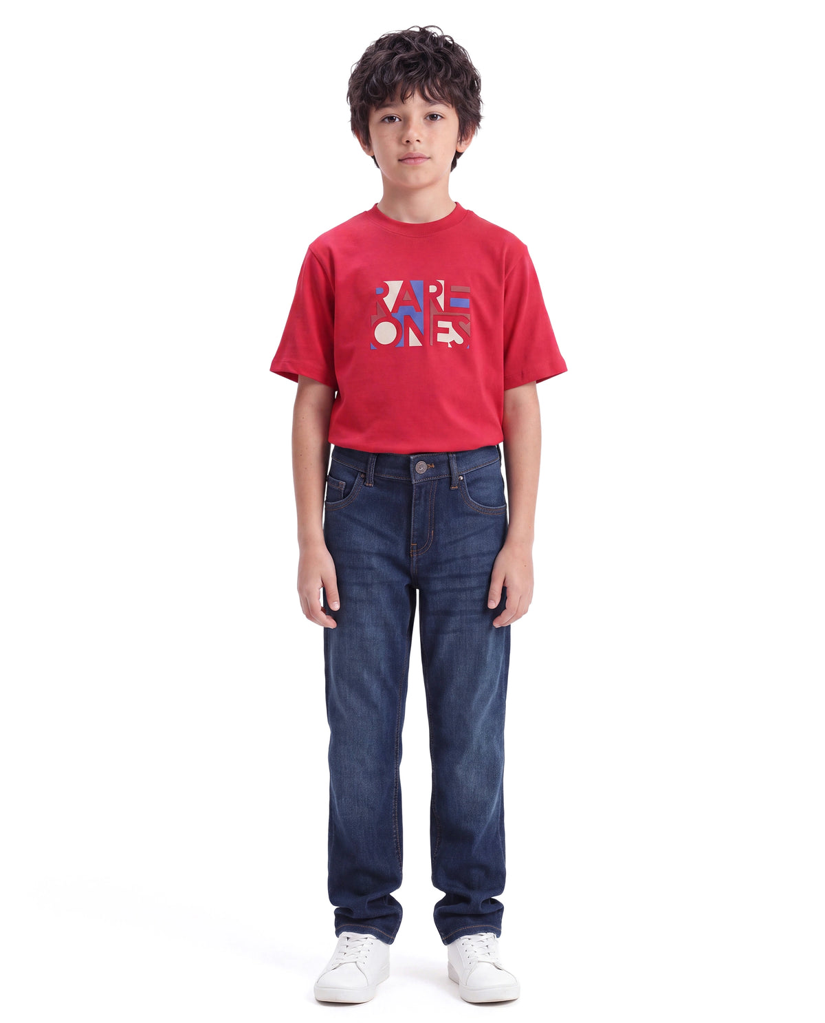 Rare Ones Kids Sonet Dark Blue Cotton Blend Plain Regular Jeans