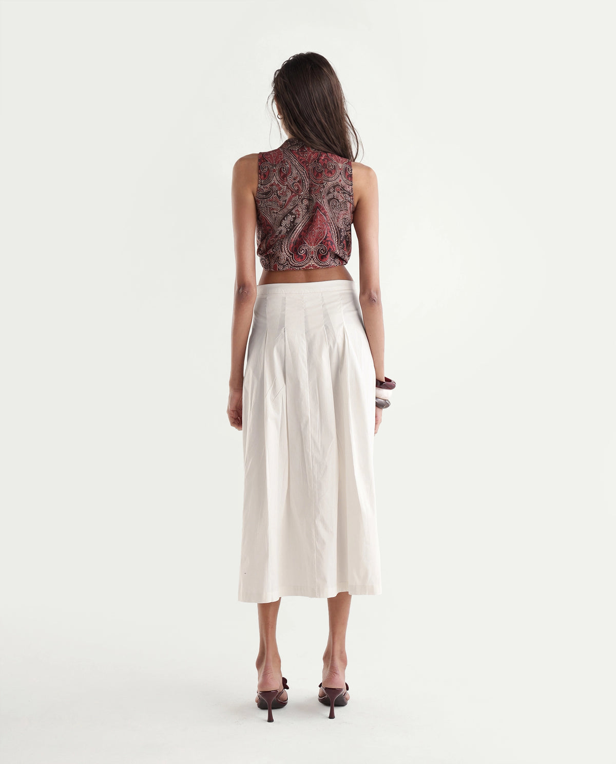 Rareism Women's Onjort Off White Cotton Blend A-Line Plain Skirt - image 6