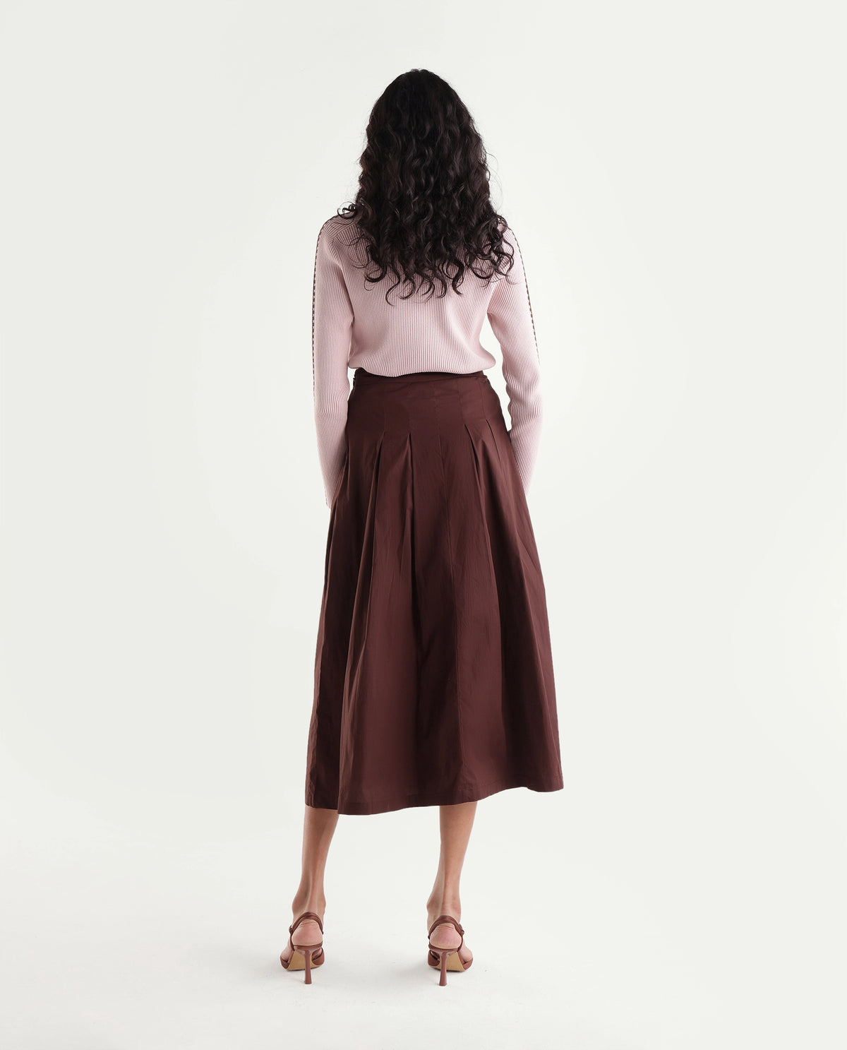 Rareism Women's Onjort Brown Cotton Blend A-Line Solid Skirt - image 7