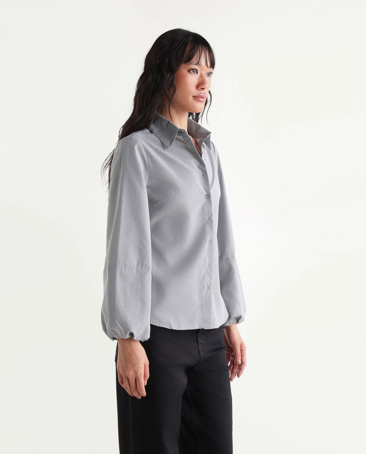 Rareism Women Onism Primary Black Polyester Blend Spread Collar Striped Regular Shirt