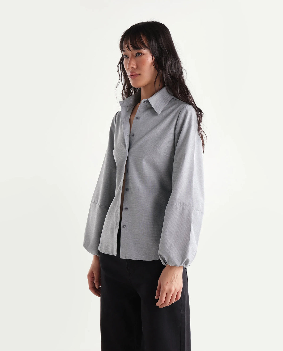 Rareism Women Onism Primary Black Polyester Blend Spread Collar Striped Regular Shirt