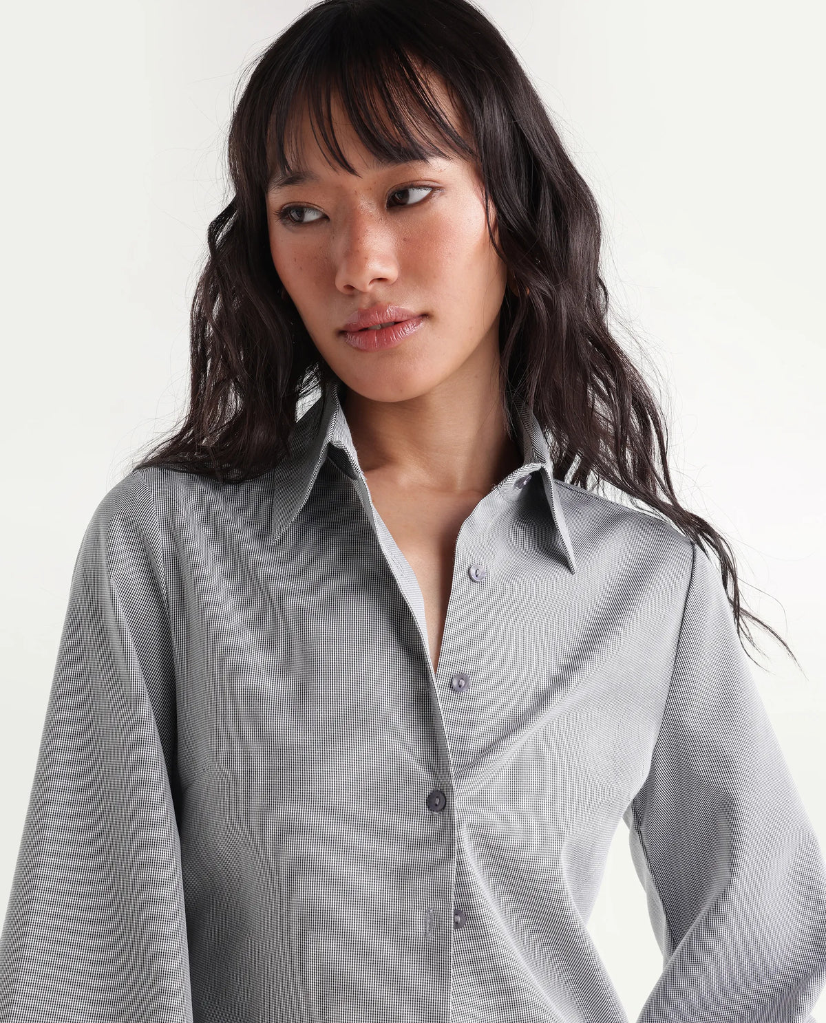 Rareism Women Onism Primary Black Polyester Blend Spread Collar Striped Regular Shirt