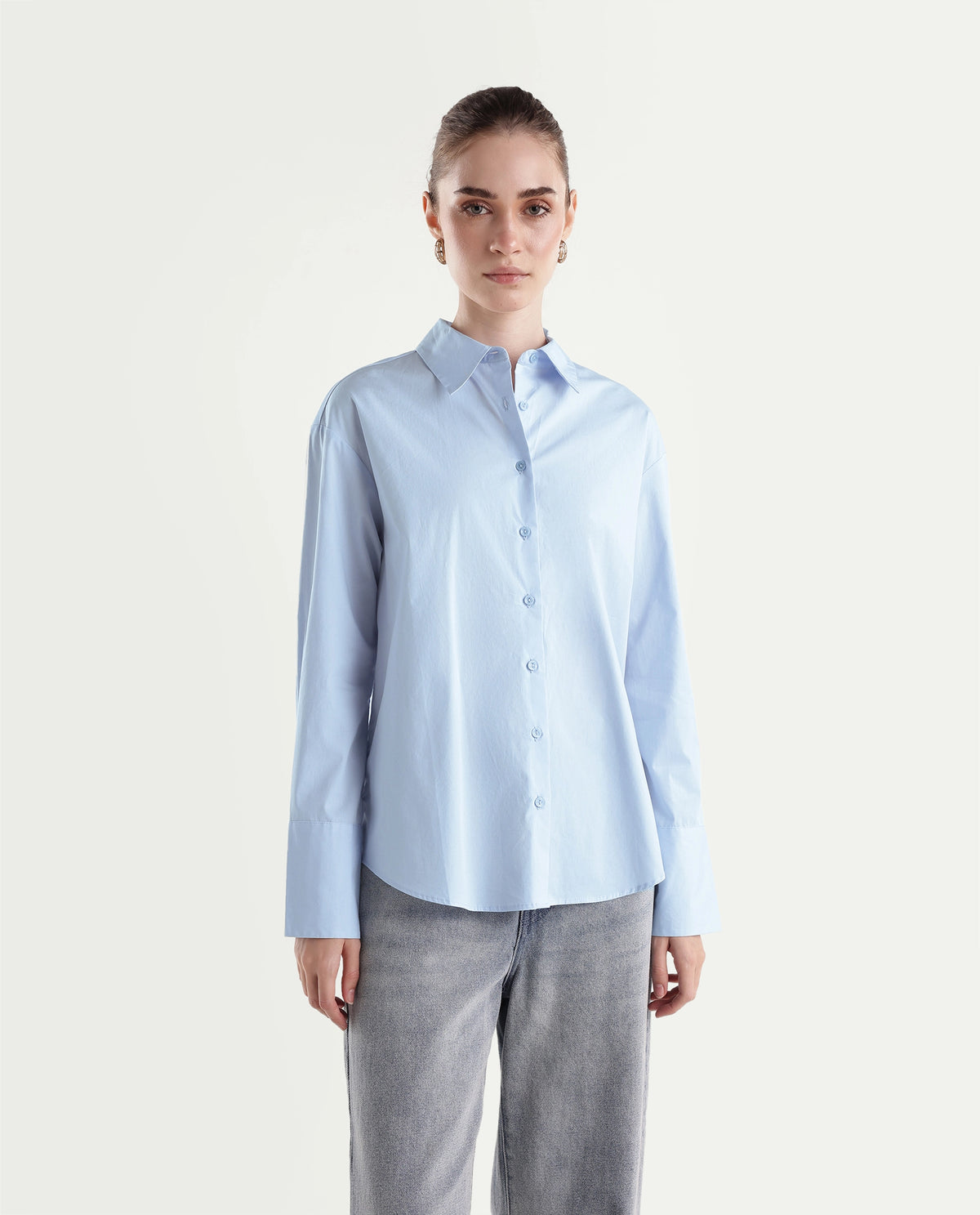 Rareism Women's Onwhirt Blue Cotton Blend Oversized Shirt - image 6