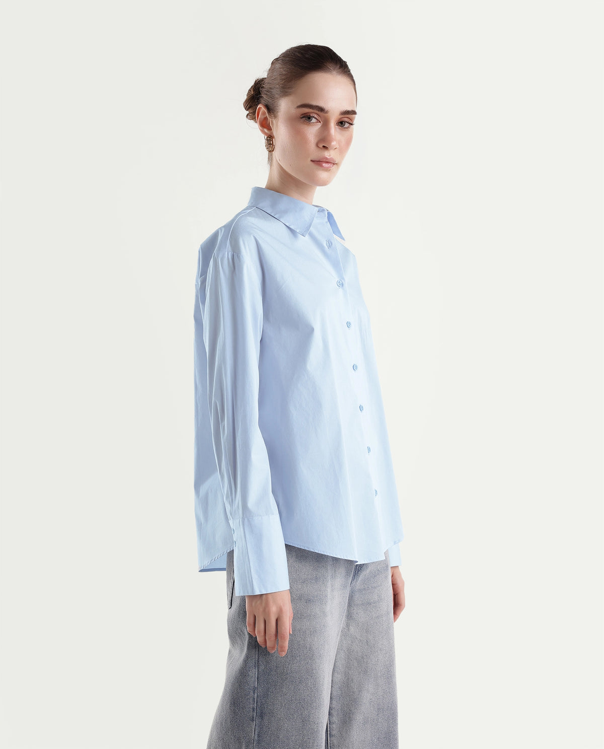 Rareism Women's Onwhirt Blue Cotton Blend Oversized Shirt - image 4