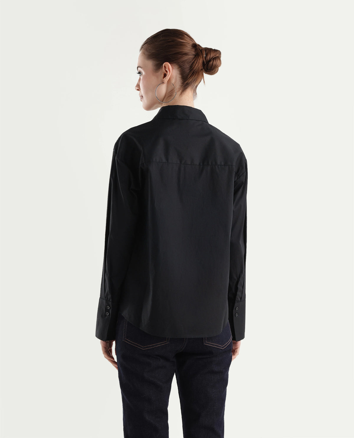 Rareism Women's Onwhirt Black Cotton Blend Oversized Shirt - image 7
