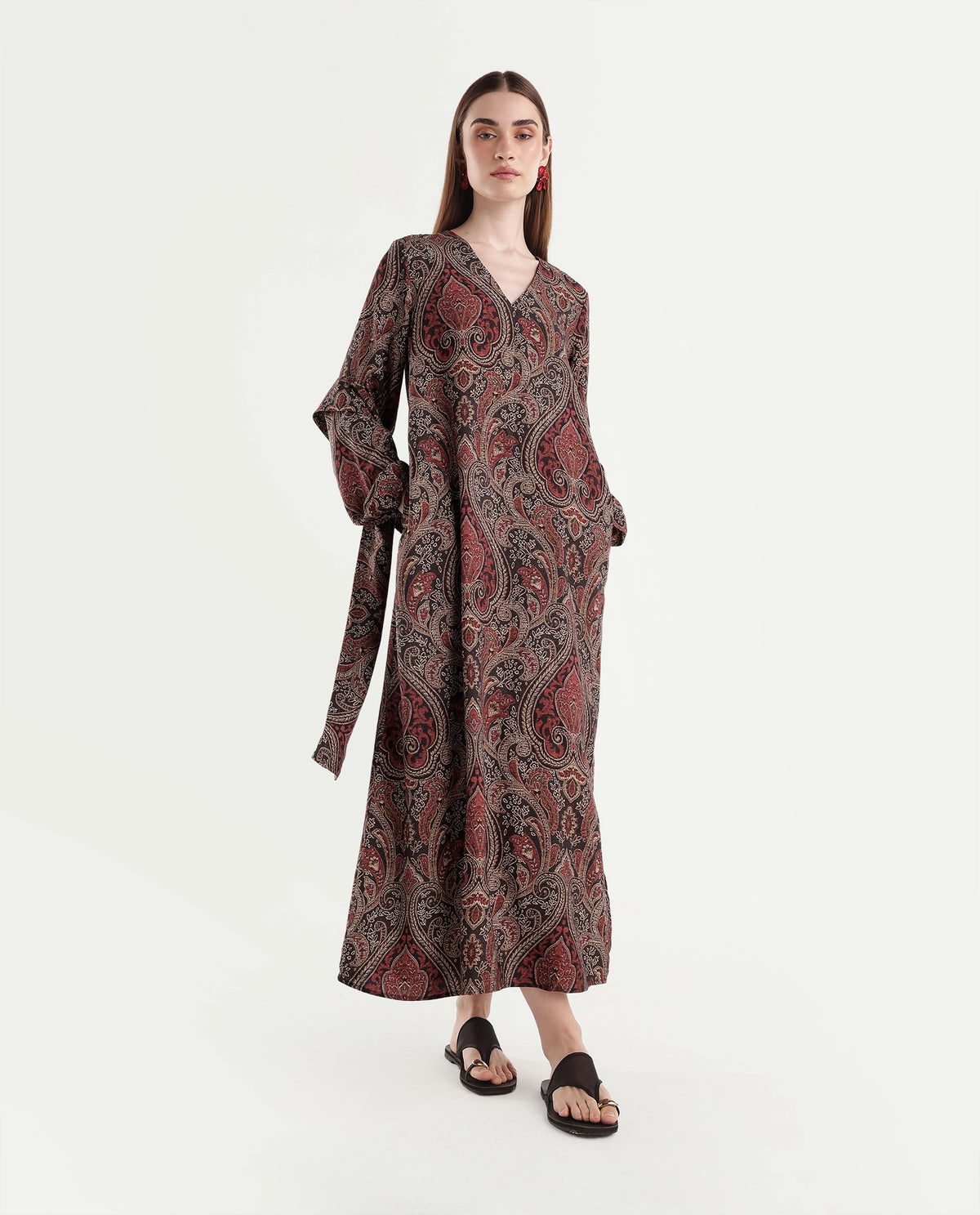 Rareism Women's Helca Red Viscose Pull-On A-Line Paisley Print Dress - image 2
