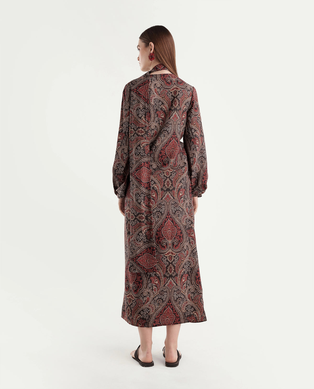 Rareism Women's Helca Red Viscose Pull-On A-Line Paisley Print Dress - image 7