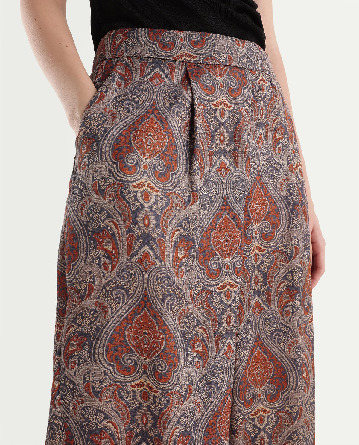 Rareism Women's Onfant Red Polyester Wide Leg Paisley Print Trouser - image 3