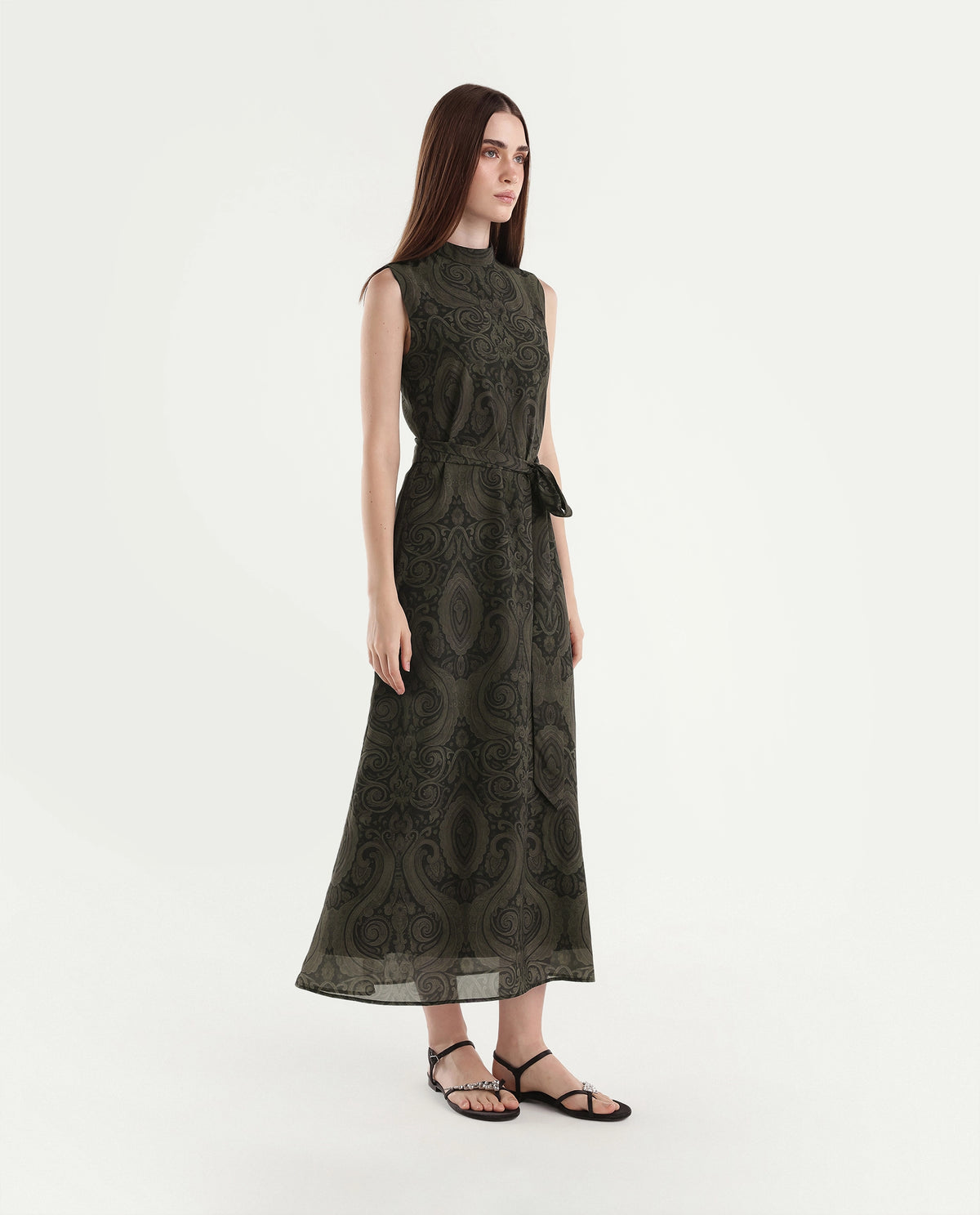 Rareism Women's Onfra Brown Polyester High Neck Sheath Paisley Print Dress - image 4