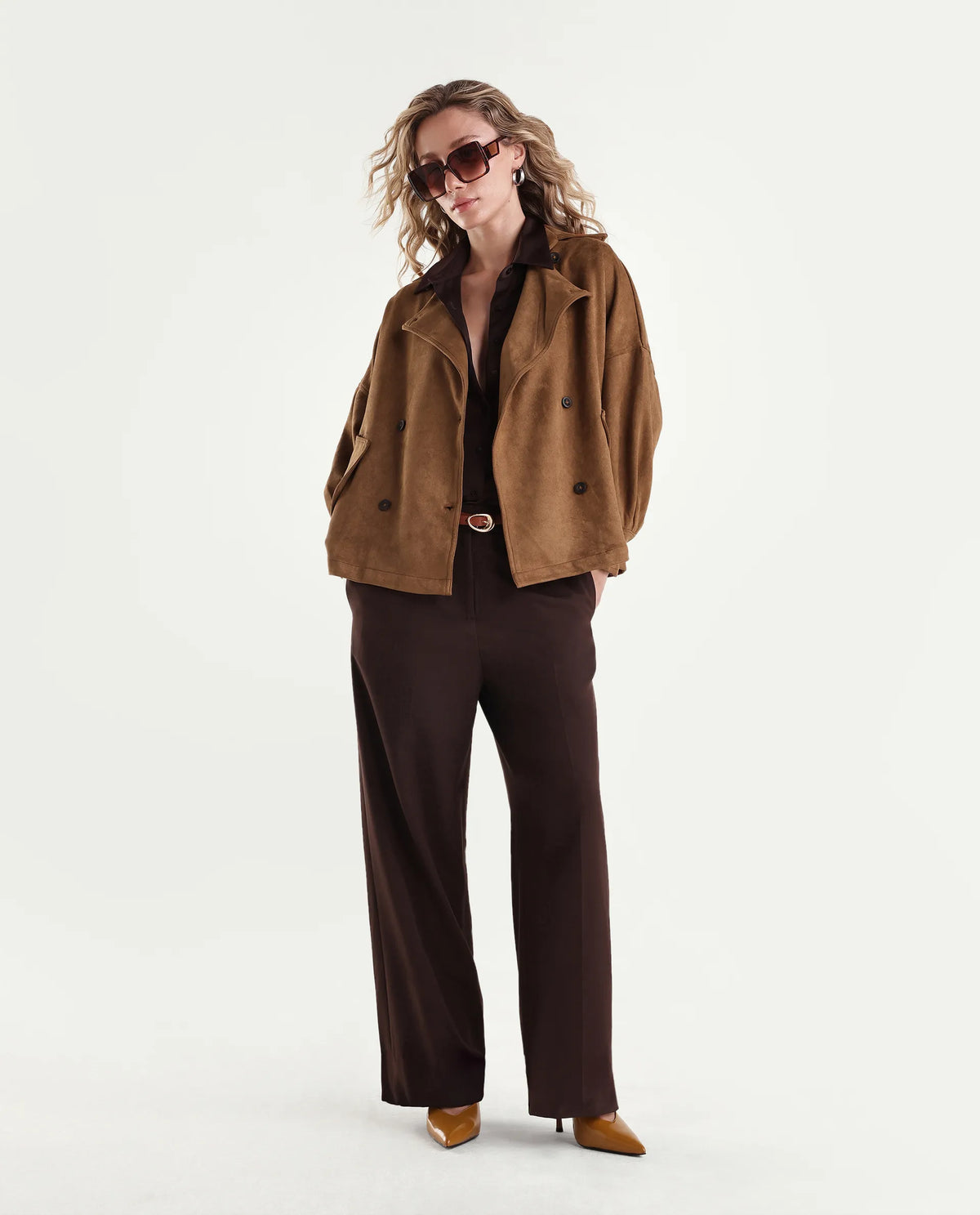 Rareism Womens Karvin Tan Polyester Spread Collar Regular Jacket