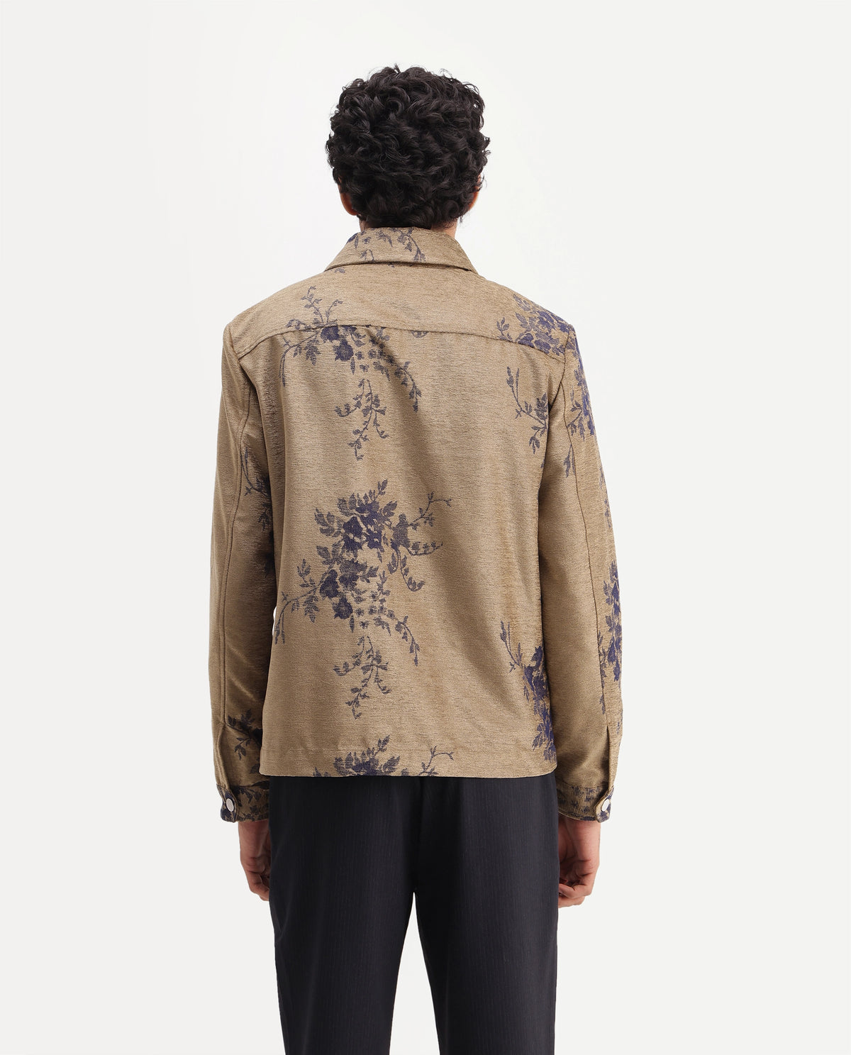 Rare Rabbit Mens Riva Brown Cotton Blend Spread Collar Regular Jacquard Jacket