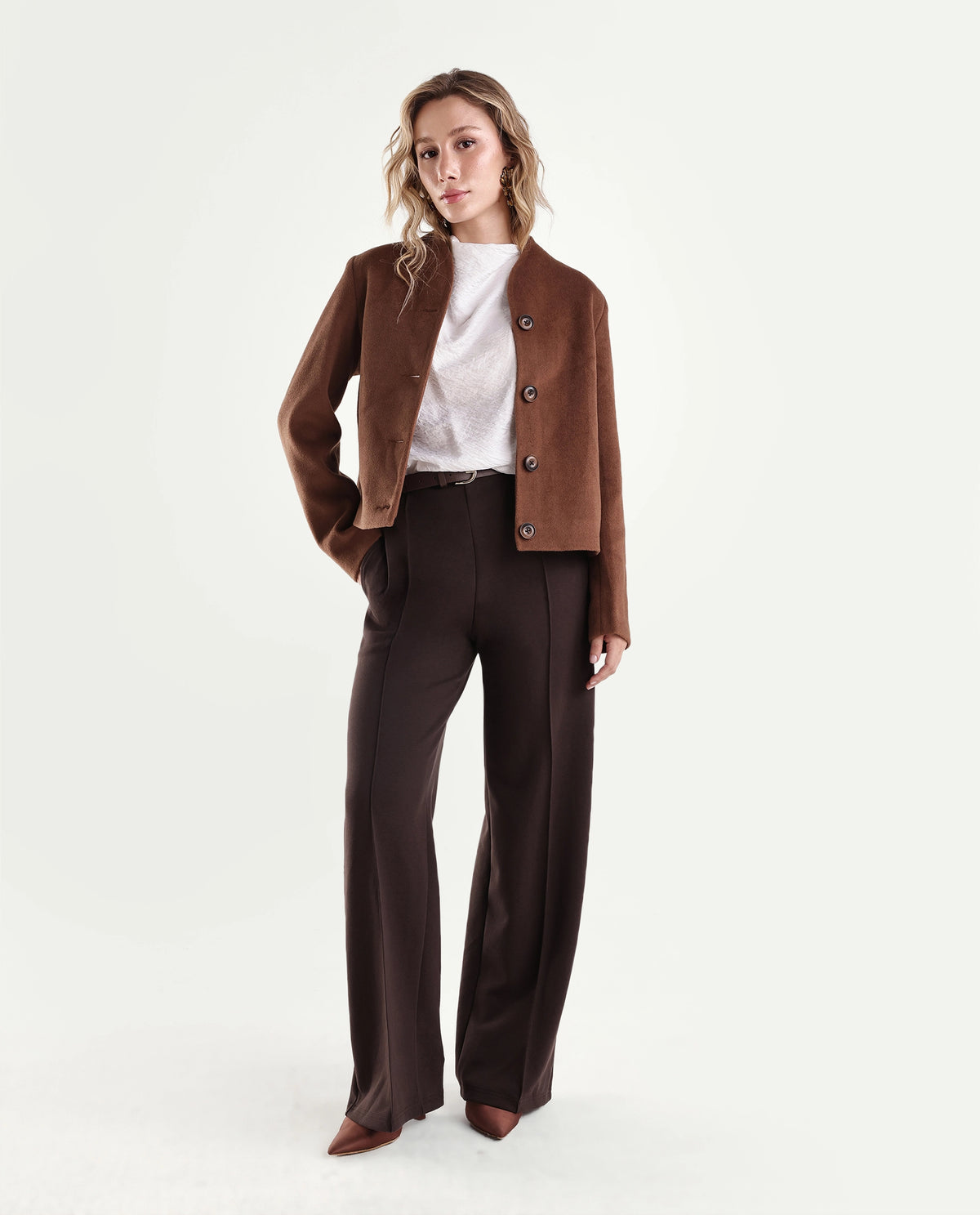 Rareism Womens Pilot-B Dark Brown Modal Blend Straight Plain Track Pant