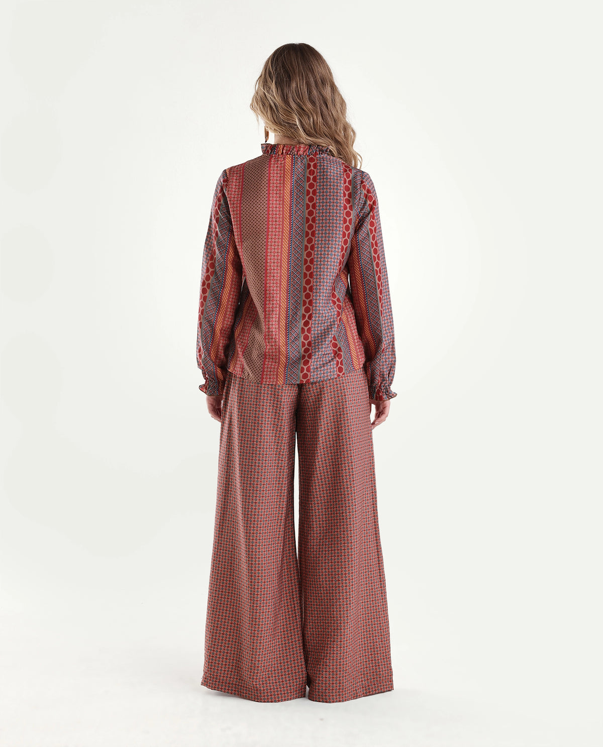 Rareism Womens Onflo-B Multi Viscose Blend Wide Leg Ornamental Print Trouser