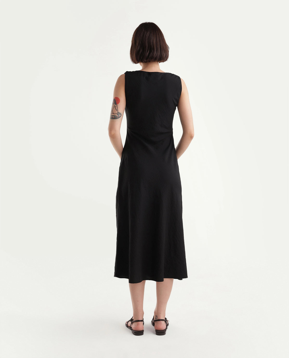 Rareism Women's Onpom Black Viscose Blend Cowl Neck Sheath Plain Dress - image 7