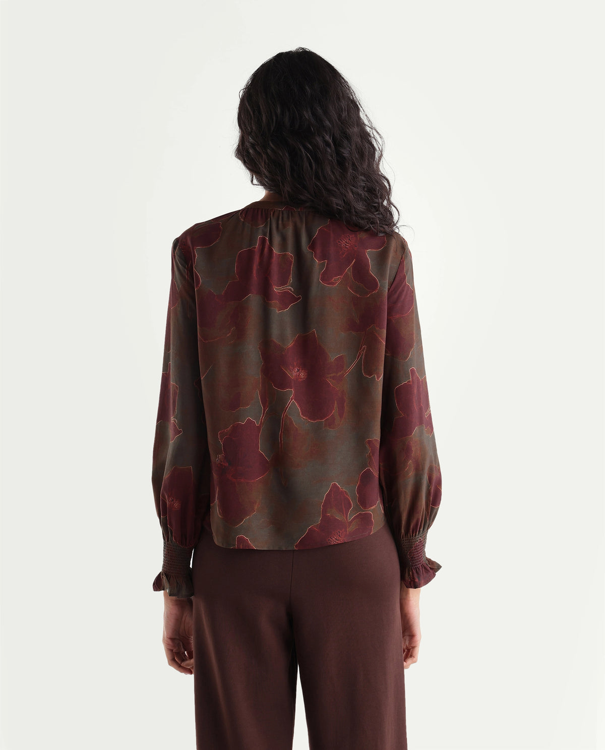 Rareism Women's Heckel Dark Olive Viscose Relaxed Fit Abstract Print Top - image 7