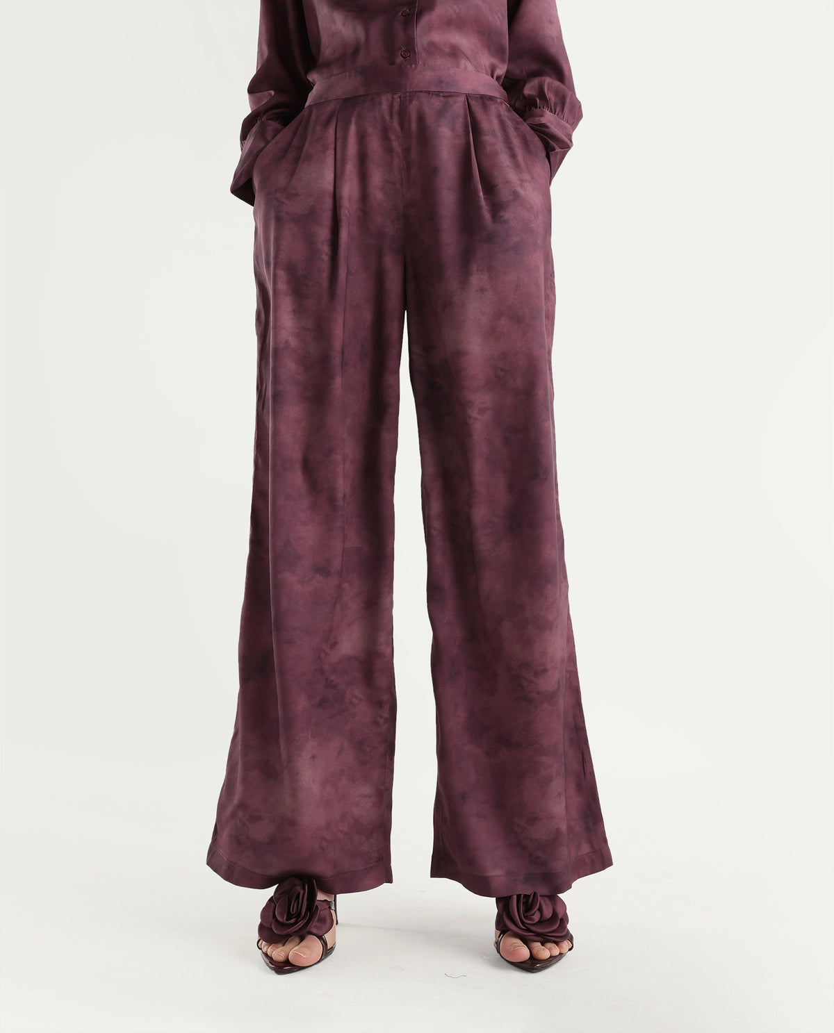 Rareism Women's Onpob-B Pink Polyester Wide Leg Printed Trouser - image 1