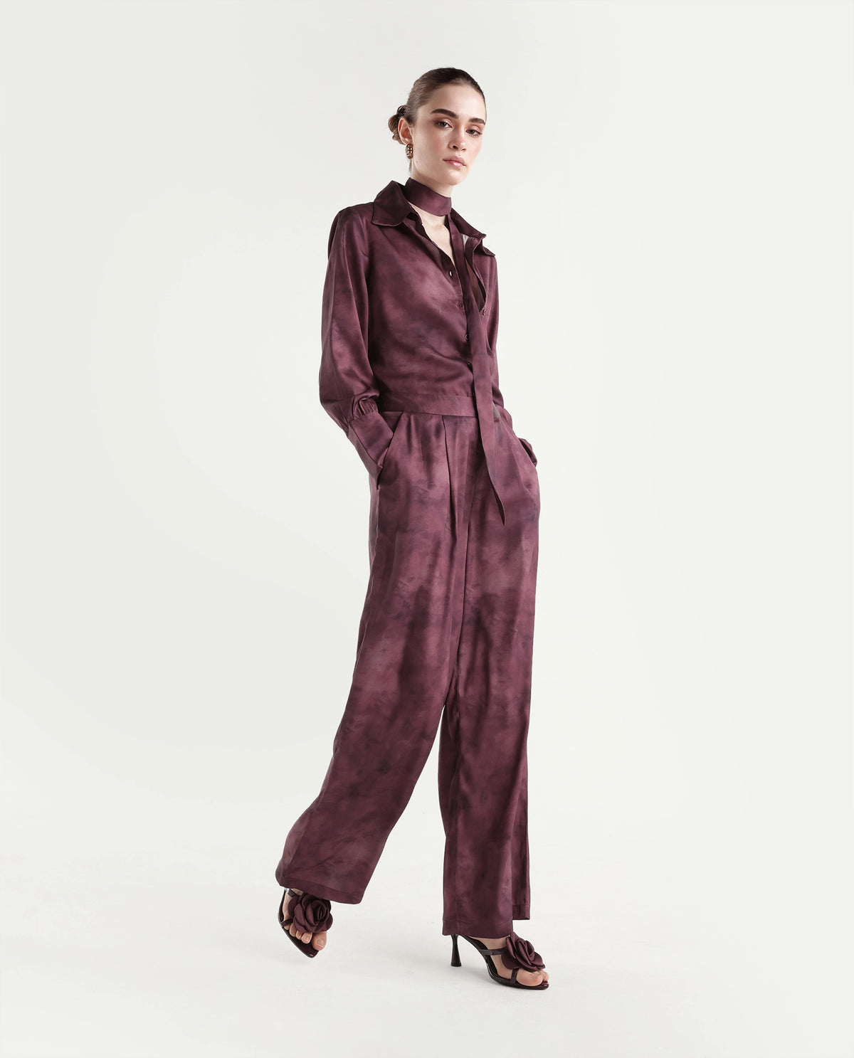 Rareism Women's Onpob-B Pink Polyester Wide Leg Printed Trouser - image 6